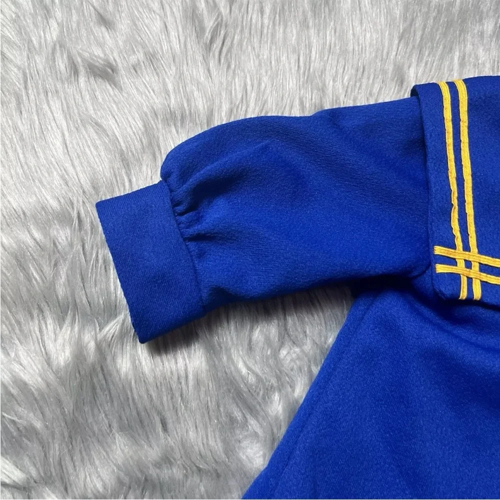 Vintage Toddler Girls Blue Yellow Polyester  Sailor Dress